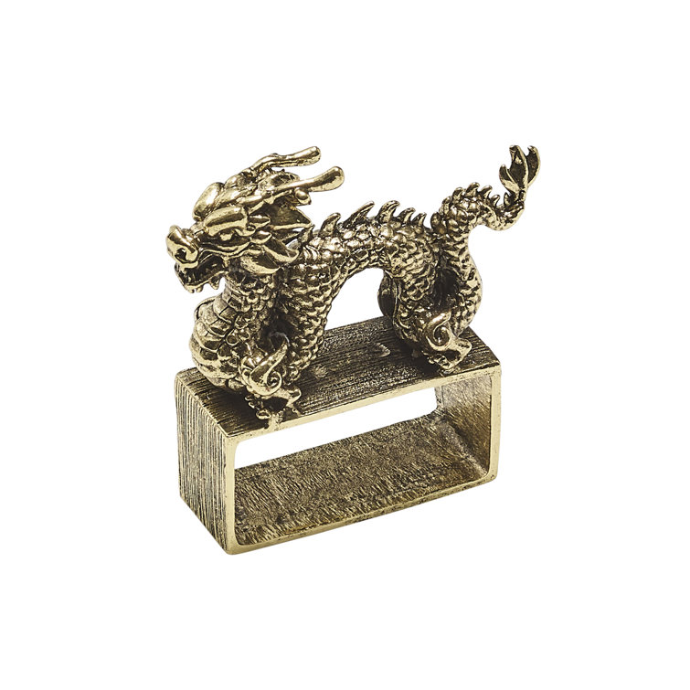 Gold Dragon Cast Metal Napkin Rings Set of 4