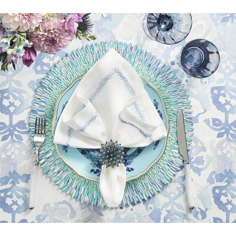 Periwinkle and Seafoam Beaded Round Placemat
