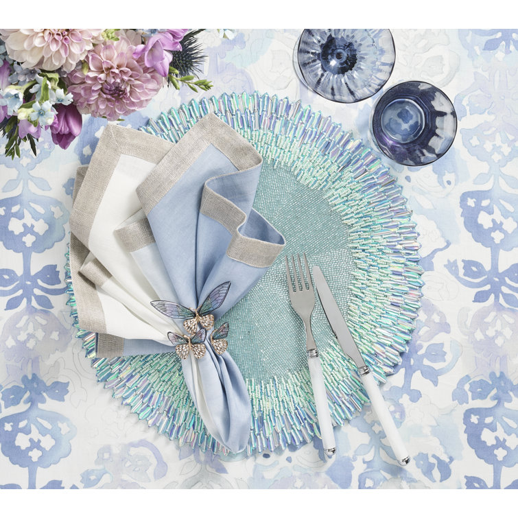 Periwinkle and Seafoam Beaded Round Placemat