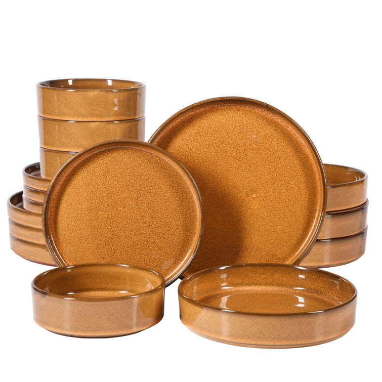 Amber Ceramic Terracotta Dinnerware Set - Service for 4