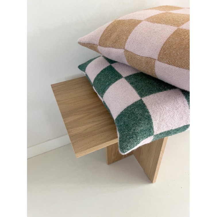 Terra and Pink Jacquard-Woven Wool Square Pillow Cover