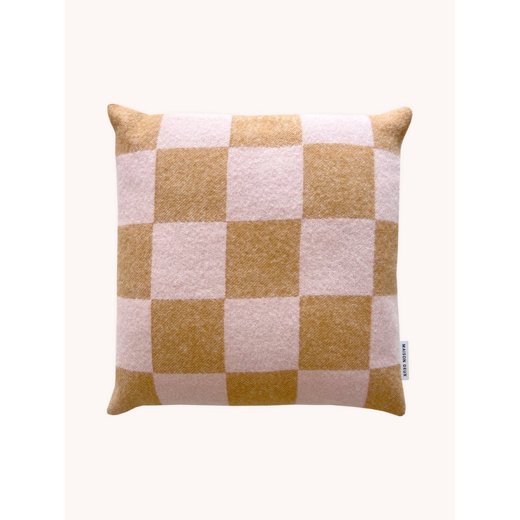 Terra and Pink Jacquard-Woven Wool Square Pillow Cover