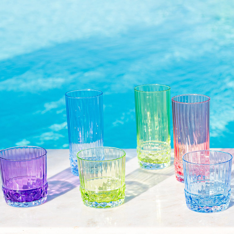 Crystalized 12oz Handmade Stemless Tumbler Set in Green/Pink/Purple