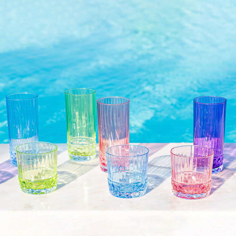 Crystalized 12oz Handmade Stemless Tumbler Set in Green/Pink/Purple