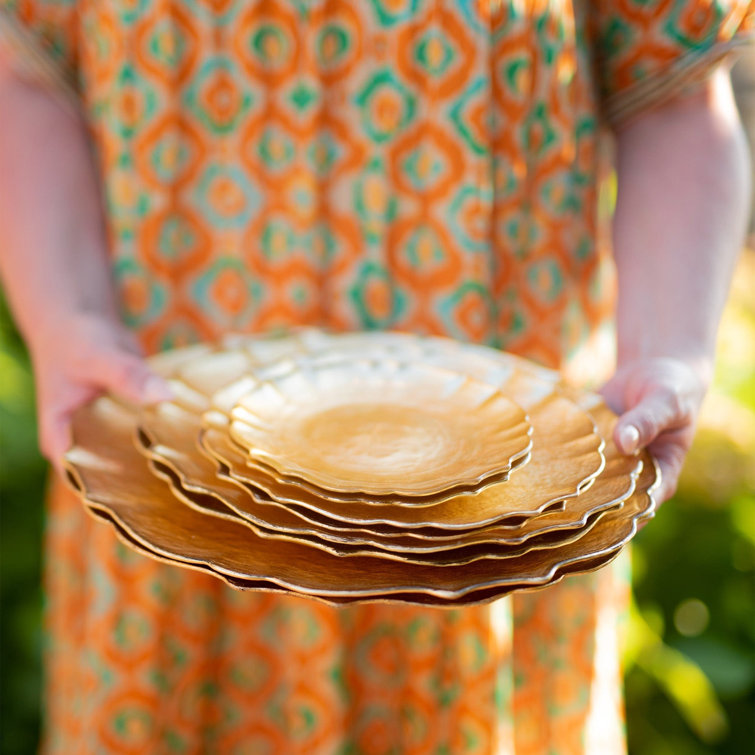 Gold Handcrafted Glass Charger Plate, 13-inch