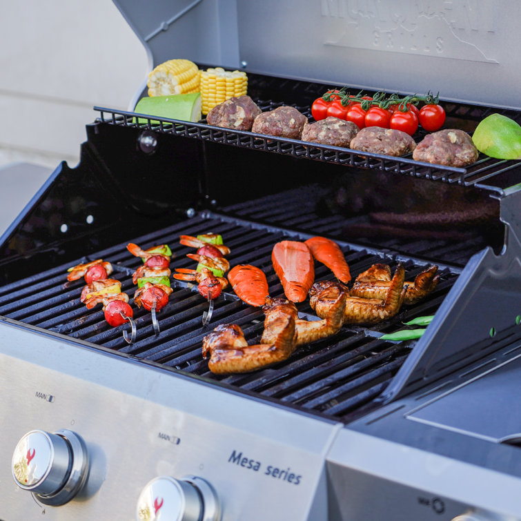 Stainless Steel 3-Burner Propane Gas Grill with Side Burner