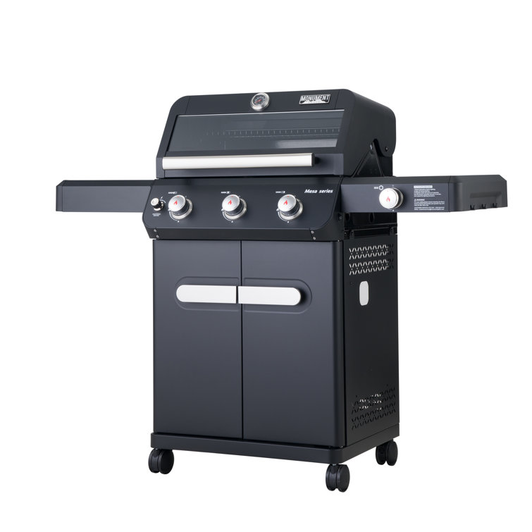 Mesa Black Stainless Steel 3-Burner Propane Gas Grill with Side Burner