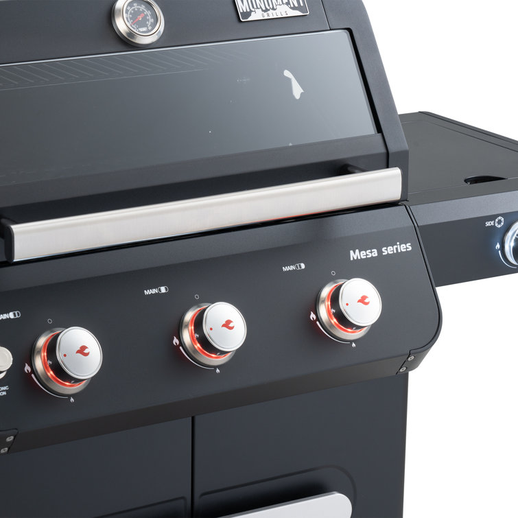 Mesa Black Stainless Steel 3-Burner Propane Gas Grill with Side Burner