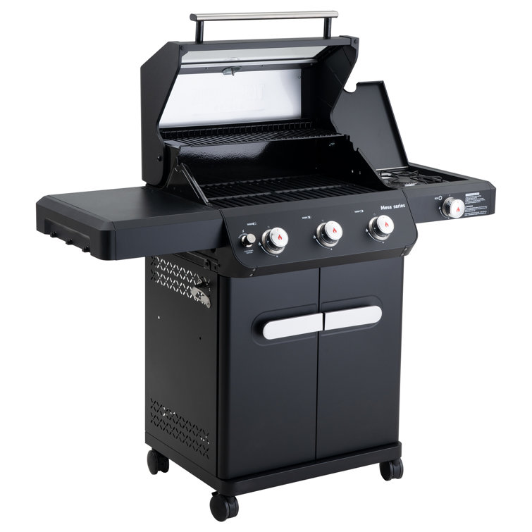Mesa Black Stainless Steel 3-Burner Propane Gas Grill with Side Burner