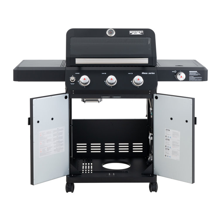 Mesa Black Stainless Steel 3-Burner Propane Gas Grill with Side Burner