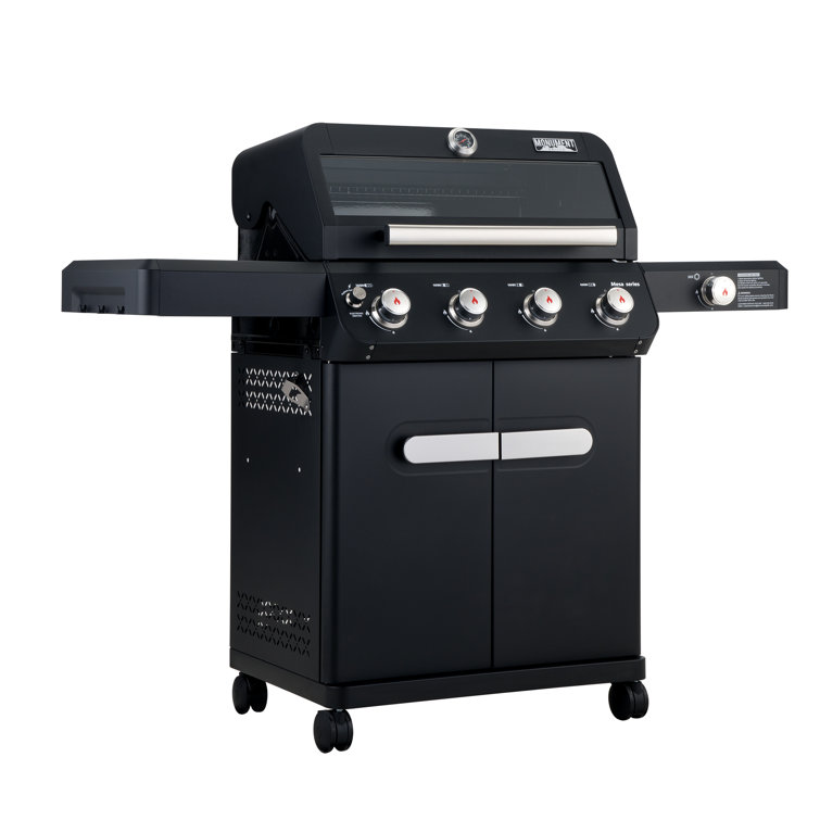 Mesa Black Stainless Steel 4-Burner Propane Gas Grill with Side Burner