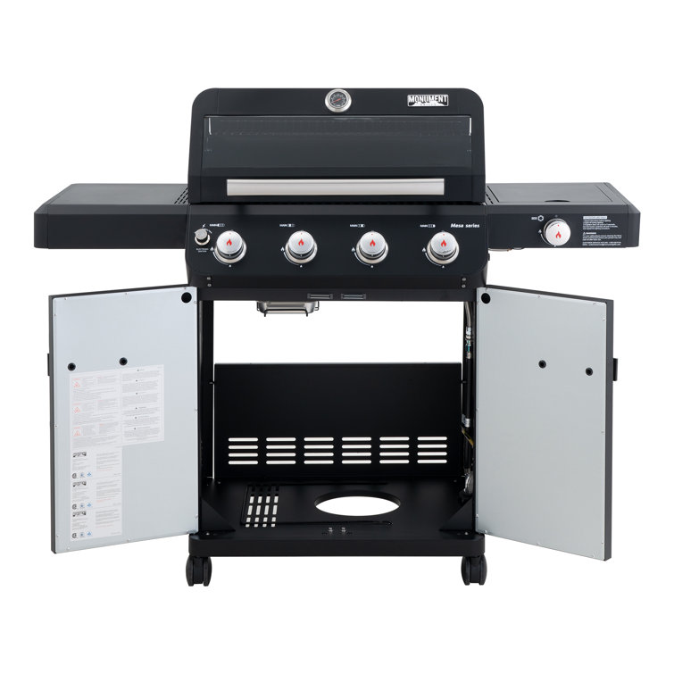 Mesa Black Stainless Steel 4-Burner Propane Gas Grill with Side Burner