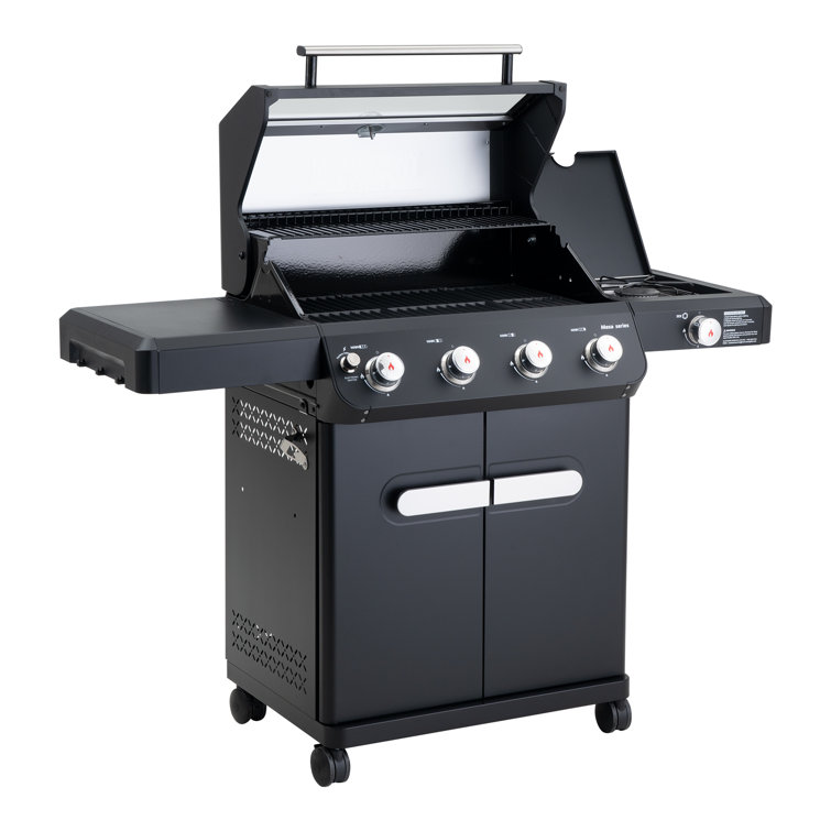 Mesa Black Stainless Steel 4-Burner Propane Gas Grill with Side Burner
