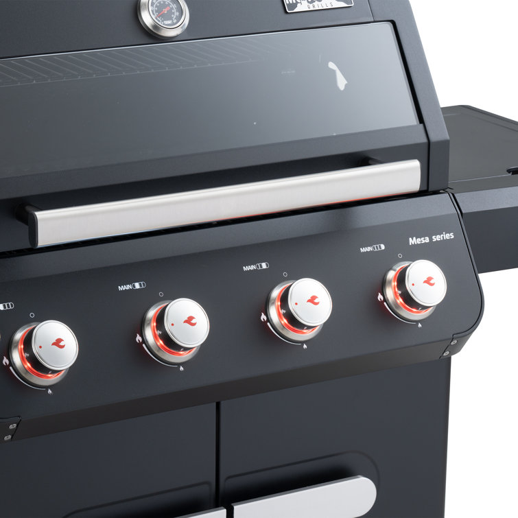 Mesa Black Stainless Steel 4-Burner Propane Gas Grill with Side Burner