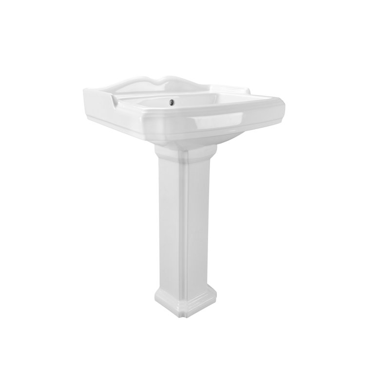 Dynasty 23" White Ceramic Rectangular Pedestal Bathroom Sink
