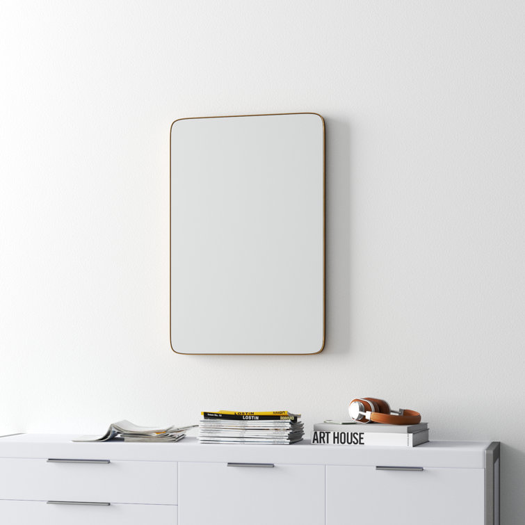 Gold Rectangular Metal Framed Wall Mirror
