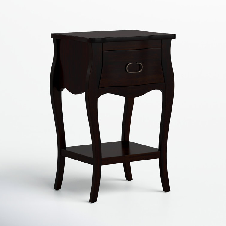 Rochelle Curvy Mahogany Veneer Nightstand with Shelf