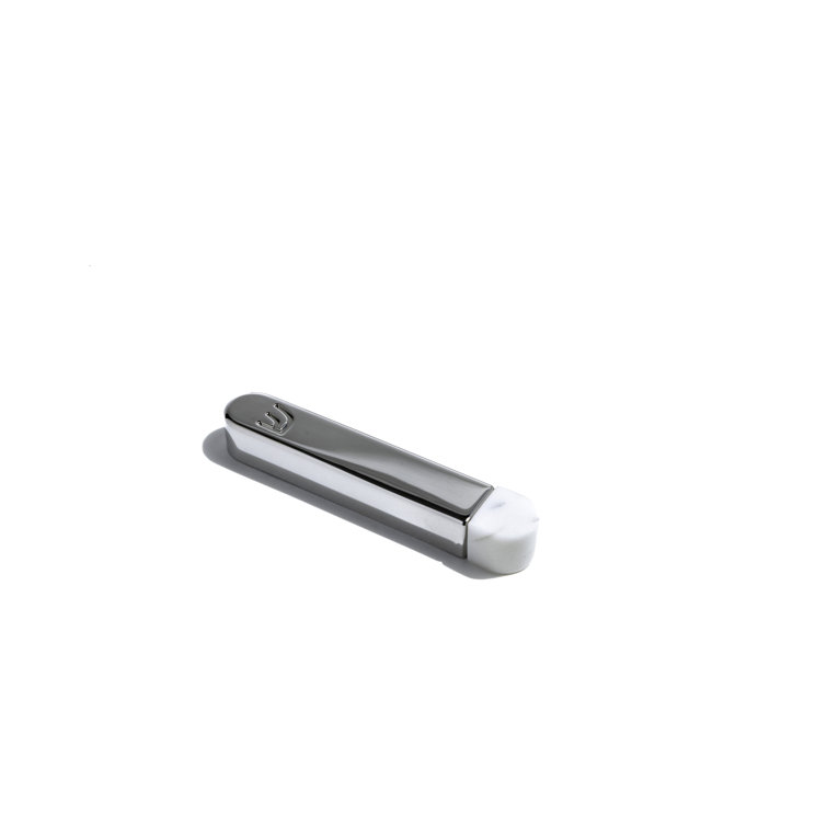 Silver and Carrara Marble Mezuzah with Stainless Steel