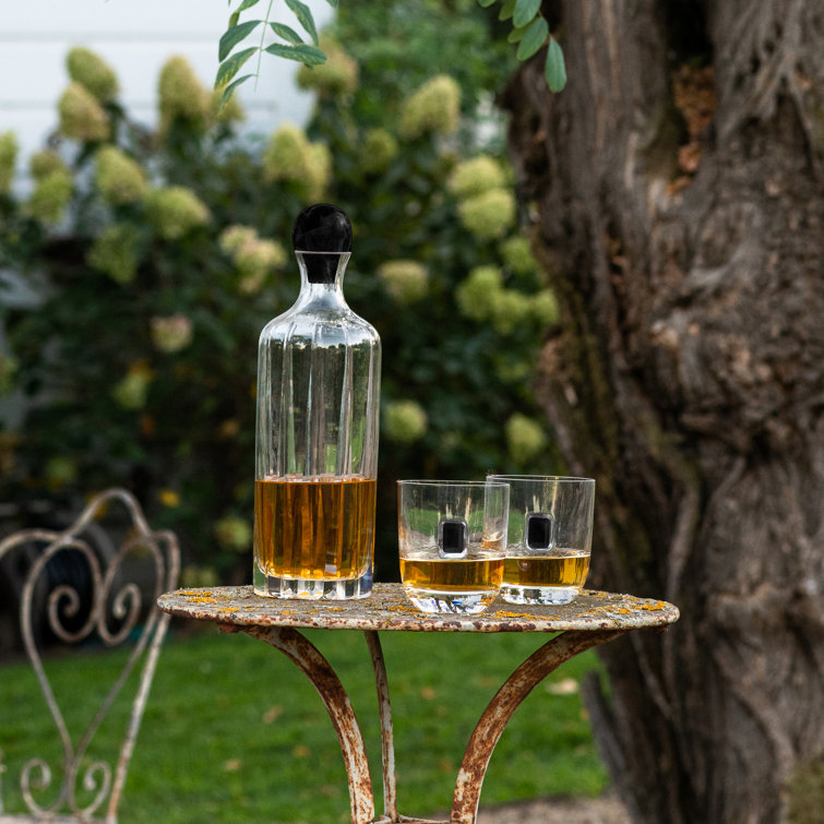 Obsidian Stopper Clear Crystal Liquor Decanter, 35oz