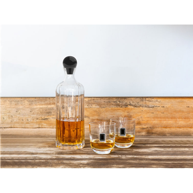 Obsidian Stopper Clear Crystal Liquor Decanter, 35oz
