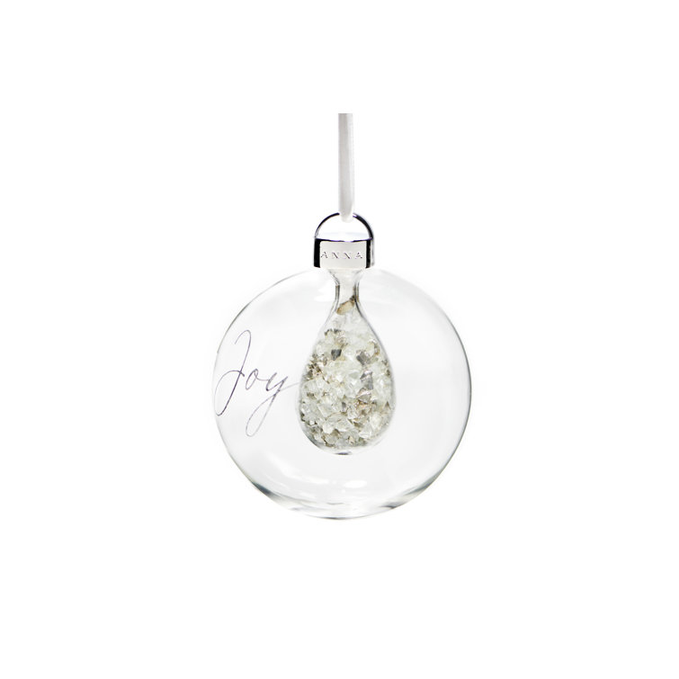 Clear Crystal Joy Hanging Christmas Ornament