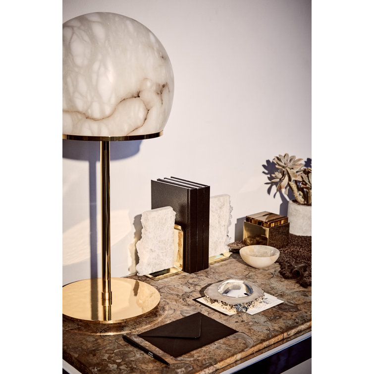 White Crystal and Gold Metal Bookends Set
