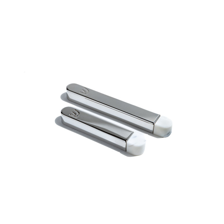 Silver and Carrara Marble Mezuzah with Stainless Steel