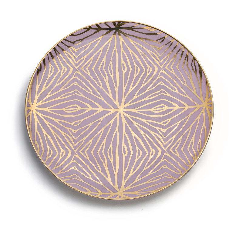 Handmade Ceramic Gold Rim Round Salad/Dessert Plates Set