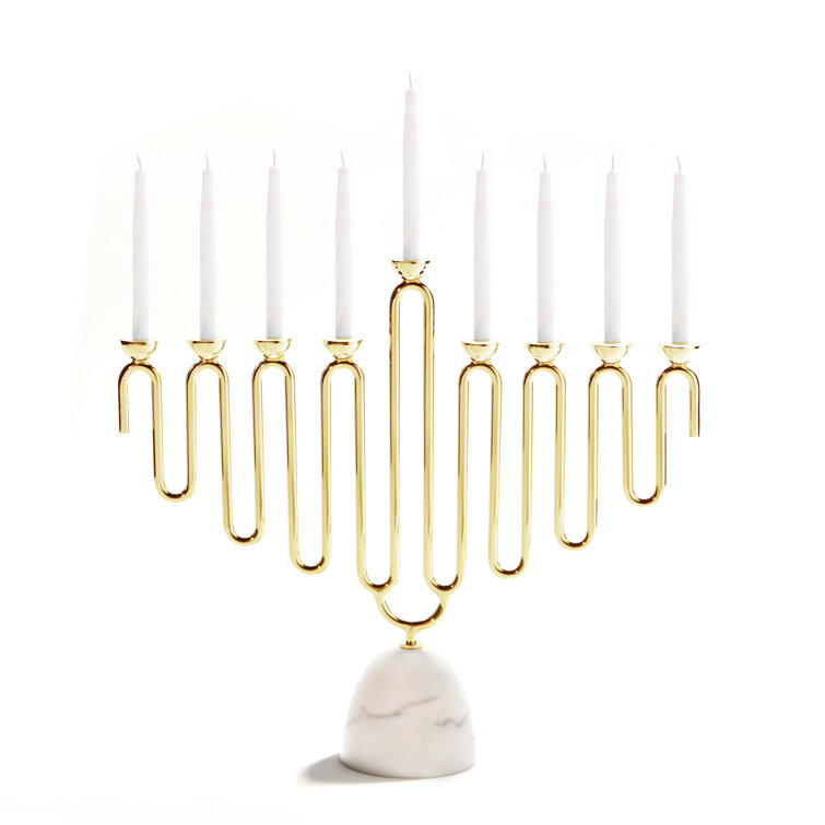 Gold and Marble Abstract Menorah for Hanukkah