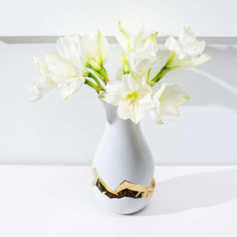 White and Gold Porcelain 11.75" Bud Vase