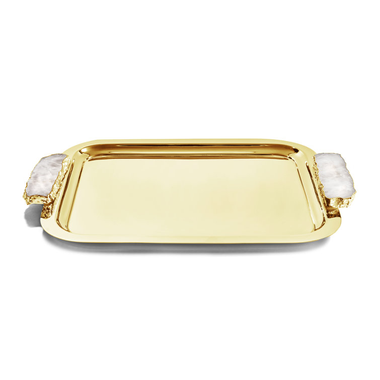 Gold Stainless Steel Rectangular Decorative Tray