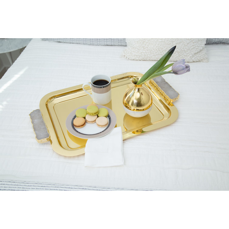 Gold Stainless Steel Rectangular Decorative Tray