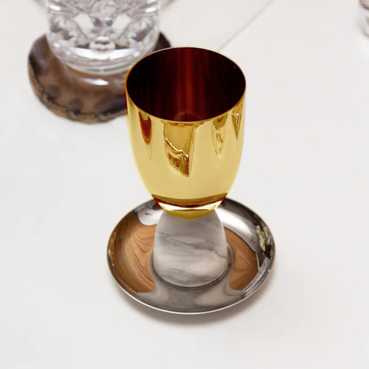 Gold and Marble Modern Kiddush Cup