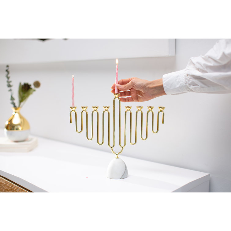 Gold and Marble Abstract Menorah for Hanukkah