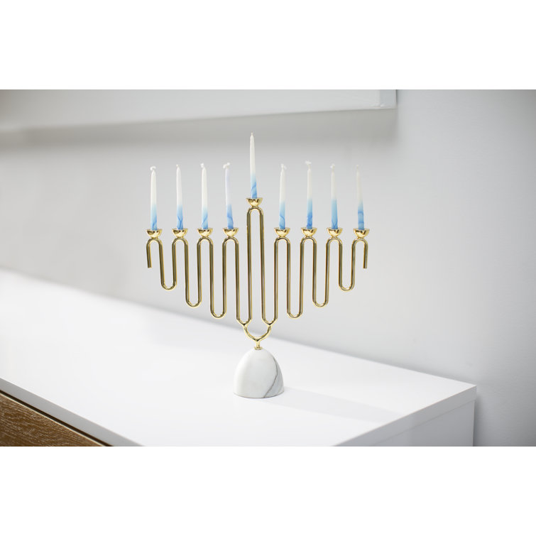 Gold and Marble Abstract Menorah for Hanukkah