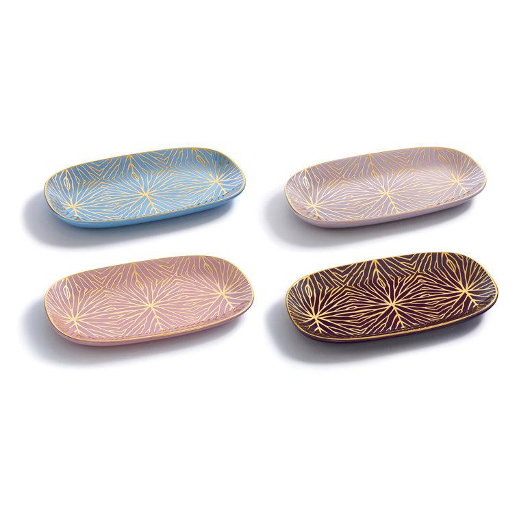 Pink and Gold Ceramic Lily Pad Decorative Tray