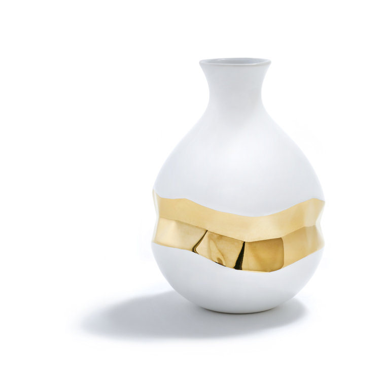 White and Gold 6" Porcelain Bud Vase