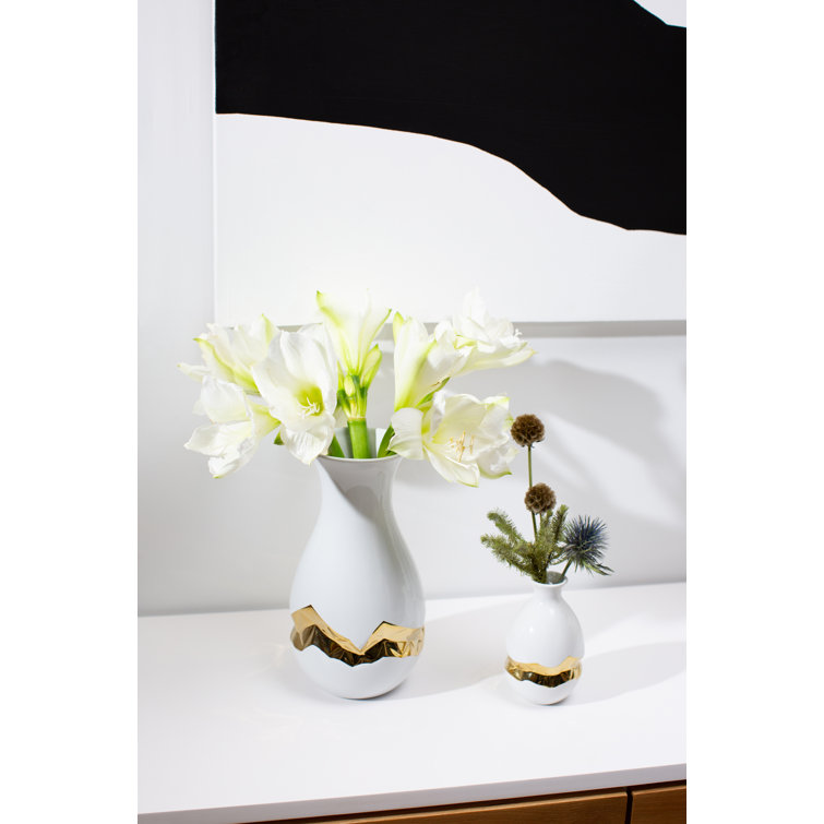 White and Gold 6" Porcelain Bud Vase