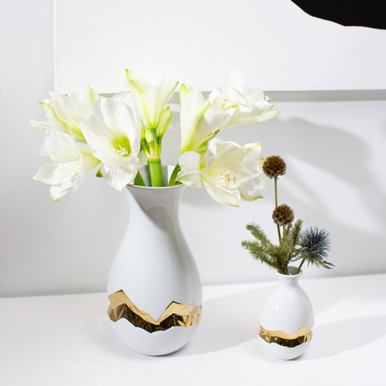 White and Gold 6" Porcelain Bud Vase