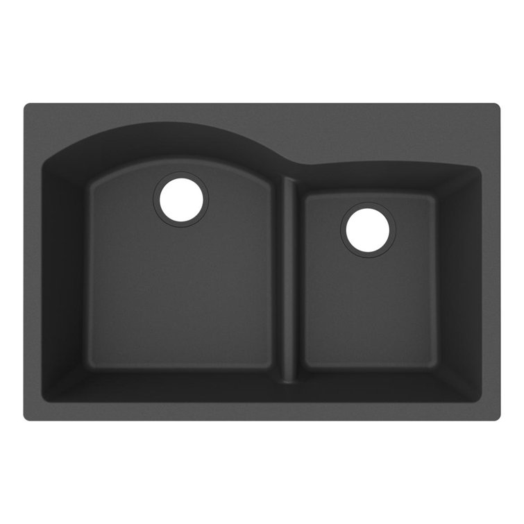 Matte Black Double Bowl Granite Composite Kitchen Sink