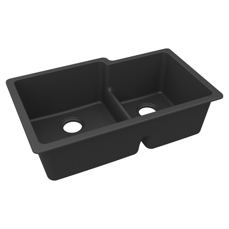Matte Black Quartz Double Bowl Undermount Sink