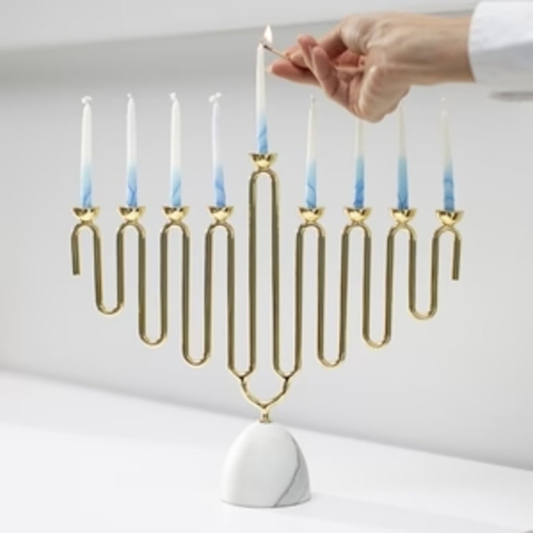 Gold and Marble Abstract Menorah for Hanukkah