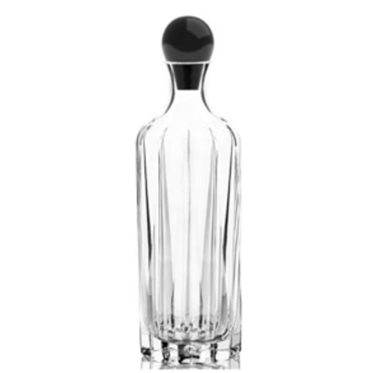 Obsidian Stopper Clear Crystal Liquor Decanter, 35oz