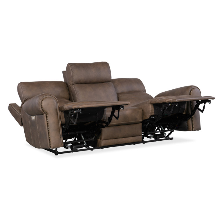 Kalahari Bark Leather Reclining Sectional with Cup Holder