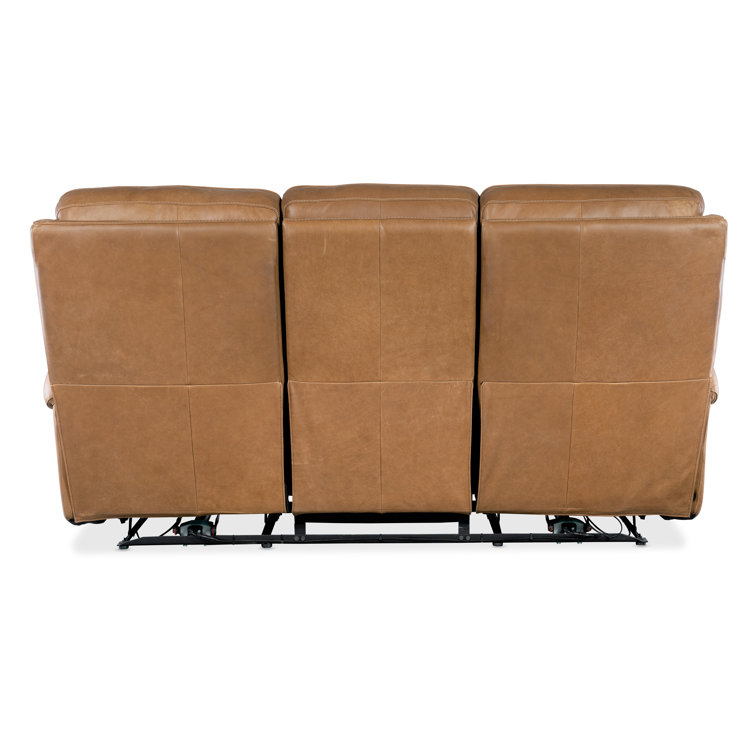 Denver Coffee Leather Reclining Sofa with Pillow-top Arms