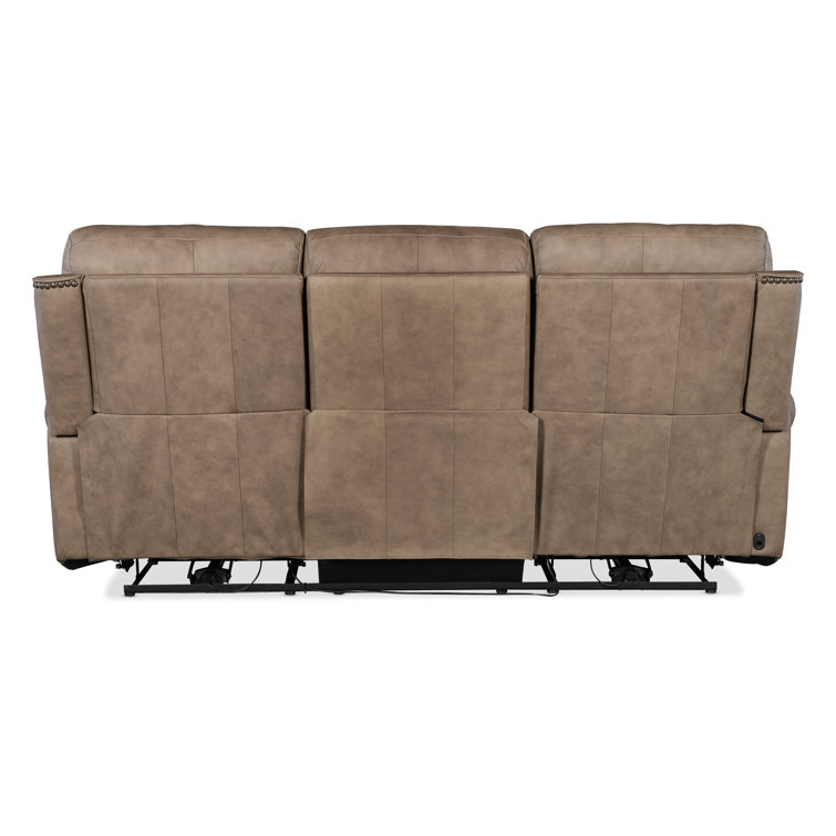 Kalahari Camel Leather Reclining Sectional with Cup Holder