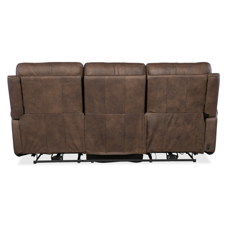 Kalahari Bark Leather Reclining Sectional with Cup Holder