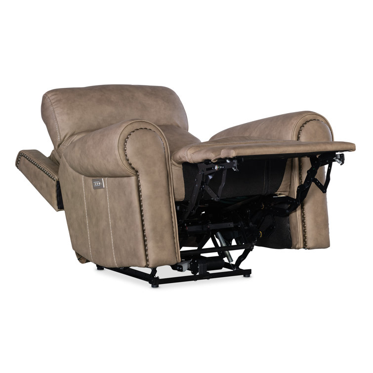 Kalahari Camel Leather Recliner with Rolled Arms