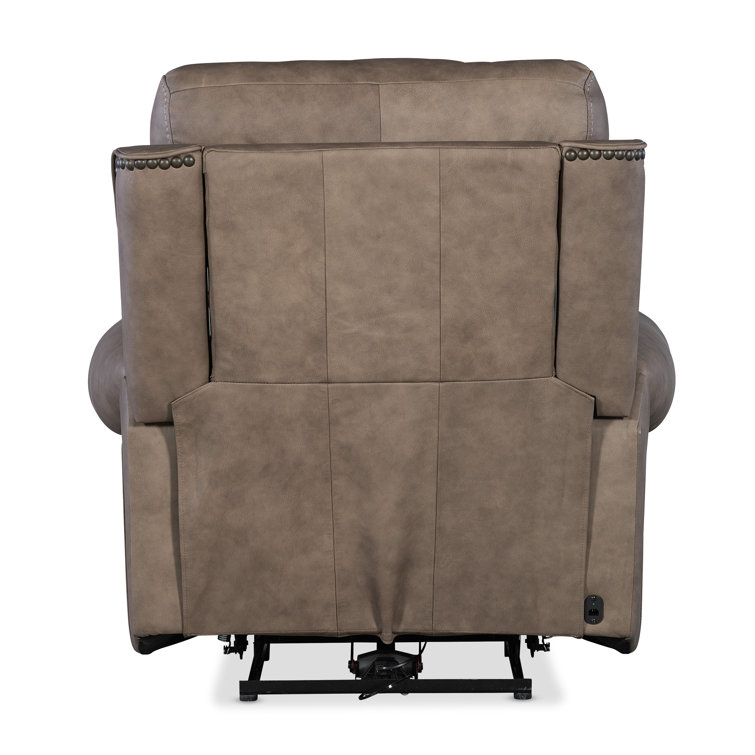 Kalahari Camel Leather Recliner with Rolled Arms