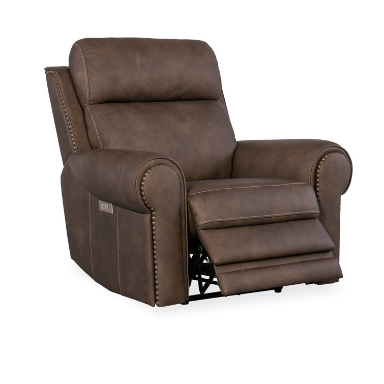 Kalahari Bark Leather Recliner with Rolled Arms